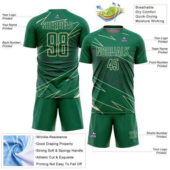 Kelly Soccer Jersey Lines Cream Custom Green Uniform Sports Sublimation