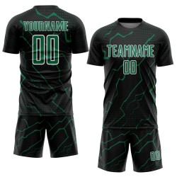 Black Jersey Sports Kelly Soccer Sublimation Custom Green-White Uniform Lightning