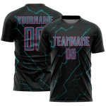 Jersey Soccer Sports Uniform Black Custom Teal-Pink Sublimation Lightning Jersey Soccer Sports Uniform Black Custom Teal-Pink Sublimation Lightning