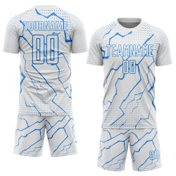 Jersey Sports Lightning Powder Soccer Uniform Sublimation White Custom Blue