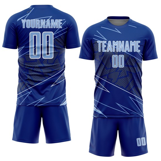 Blue-White Royal Uniform Sports Jersey Light Custom Lines Sublimation Soccer